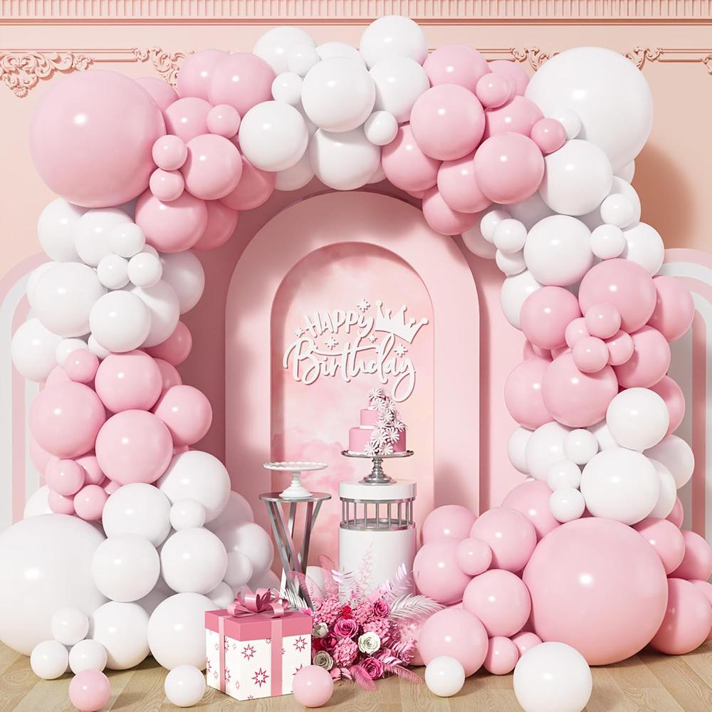 Pastel Pink White Balloons Garland Arch Baby Pink Balloon Kit Baby Shower Birthday Party Wedding Anniversary Decoration Globos