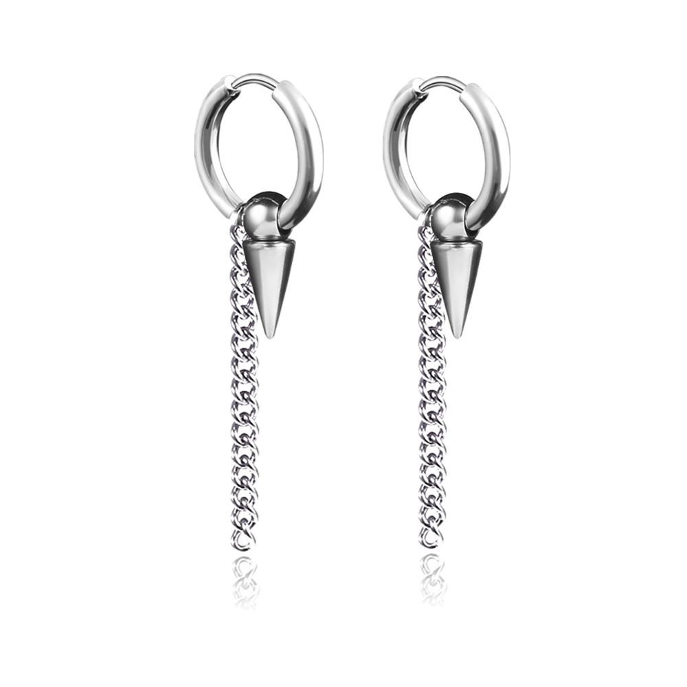 New Punk Stainless Steel Chain Hoop Earrings For Women Men Trendy Goth Pop Hip Hop Pendants Ear Jewelry Accessories Earring