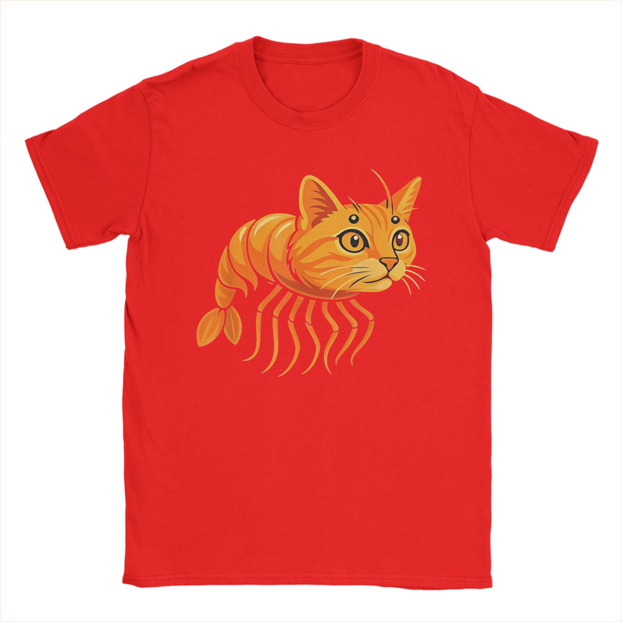 Funny Trippi Troppi Cat Shrimp T-Shirt Unisex Crewneck Cotton T Shirt Italian Brainrot Short Sleeve Tees Plus Size Tops S