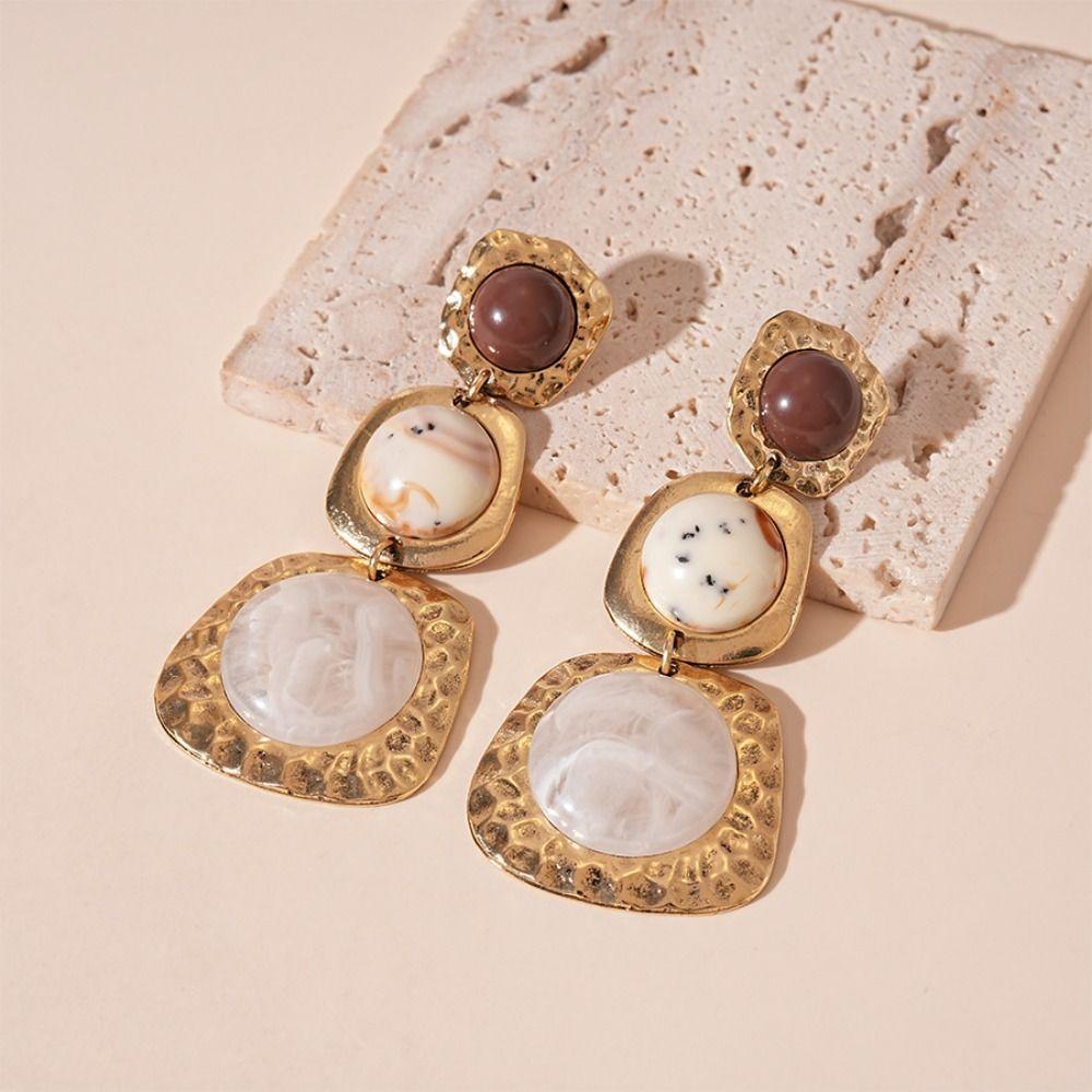 Vintage Retro Resin Necklace Earring Fashion Collarbone Necklace  Banquet