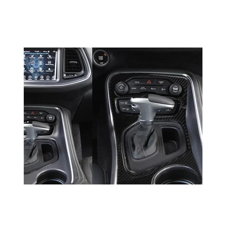 For Dodge Challenge 2015 2016 2017- 2024 Accessories Carbon Fiber Interior Central Control Gearbox Panel Decoration Sticker 5D