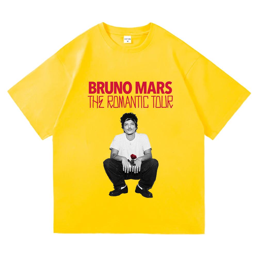 Bruno Mars The Romantic Tour 2026 Maglietta Moda Uomo Estetica Oversize Larga T-shirt Vintage 100% Cotone Top Magliette Grafiche