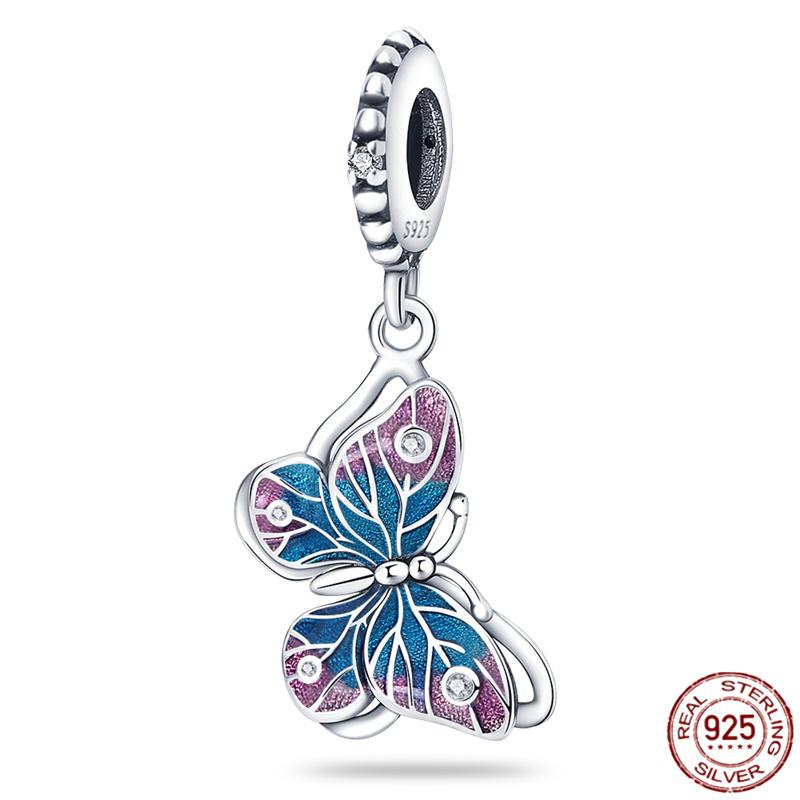 Copper Purple Series Pony Bear Butterfly Shape Charm Beads For 3Mm Original Bracelet Diy Women Jewelry Gift