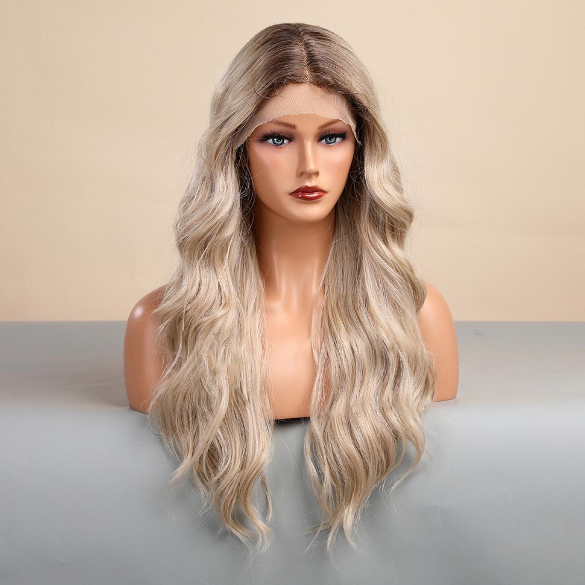 

Женский искусственный парик, 66 см, платиновый парик, длинный кудрявый парик, Т-образный передний кружевной парик, красивое украшение, парик канекалон 66cm