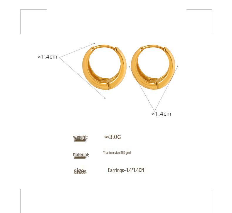 French-Inspired C-Shaped Minimalist Titanium Steel Earrings for Women