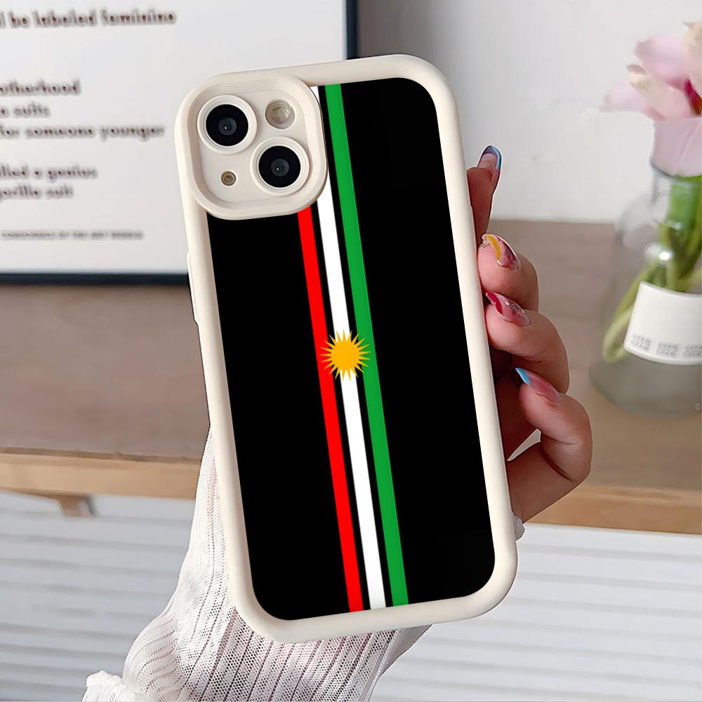 Kurdistan Flag Thicken TPU Mobile Phone Case for iPhone 17 16 15 14 13 12 11 Air Pro Max Plus Colorful Cover
