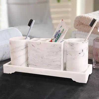 Hotel Resin Toiletries Shampoo and Shower Gel Bottled Separately Cotton Swab Jar with Lid Storage Tray Bathroom Accessories