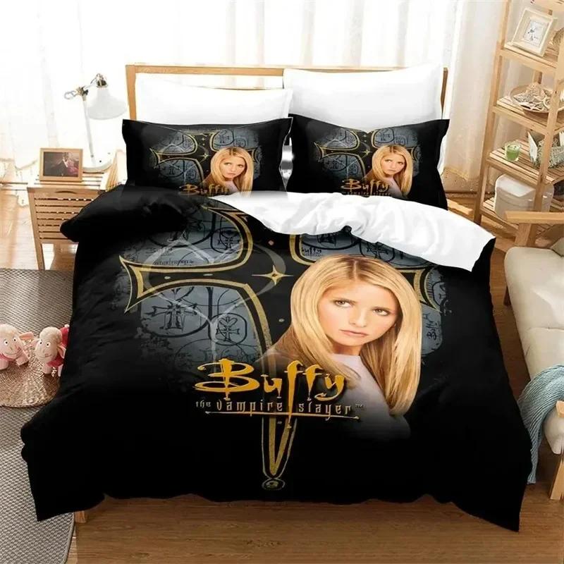 

3D Print Bufy the Vampire Slayer Beding Set Young Boys Young Girls Twin Quen Sized Dimensions Soft Duvet Cover Pilowcase Bed Children Kids Adult 120*200cm Single