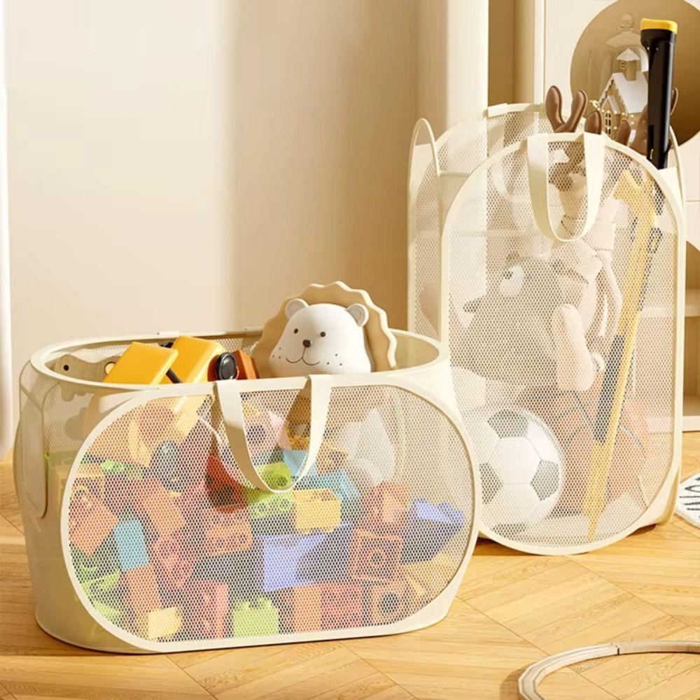 Mesh Kids Toy Storage Bin Large Capacity Plush Toys Organizer Household Storage Bag Living Room