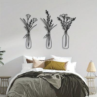 Metal Wall Decor Floral Set Modern Art Home Minimalist