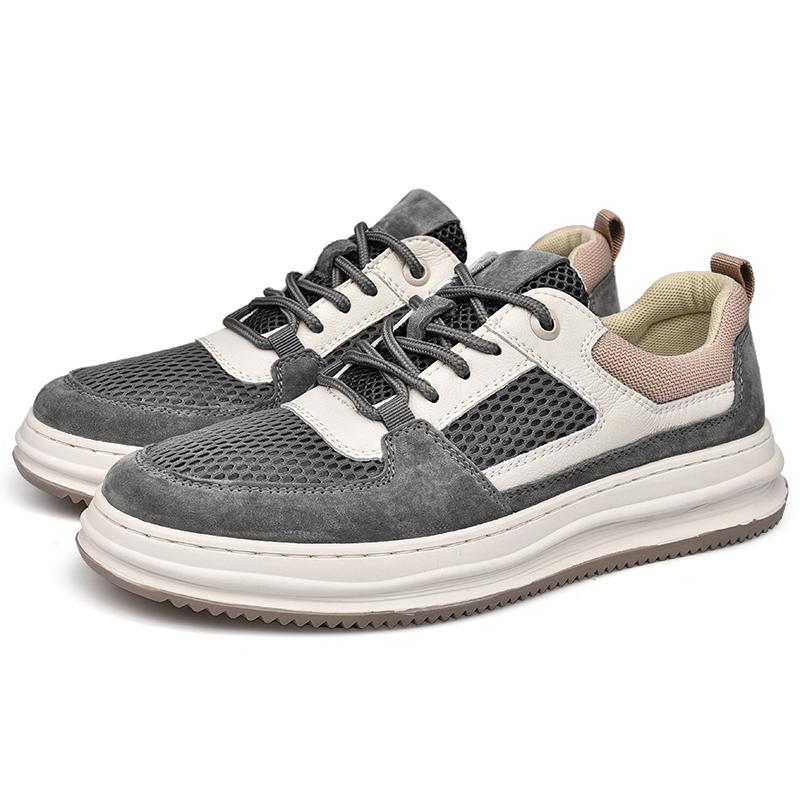 

Мужские бордшузы из натуральной кожи Модный минималистичный дизайн Стиль для активного отдыха и вечеринок Повседневная молодежная спортивная обувь Классический серый 44 серый