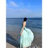 Korean early spring wear women's high-end season new waist sweet and spicy mint mambo suspender dress