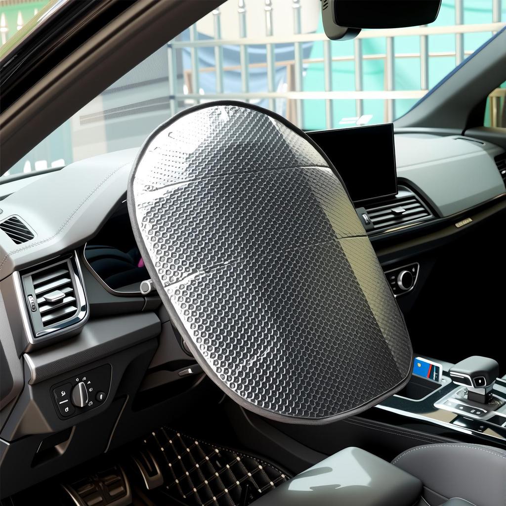 Steering Wheel Sun Shade Foldable Insulation Wrap Waterproof Reflective Steering Wheel Cover For Parking Driving Travel Summer