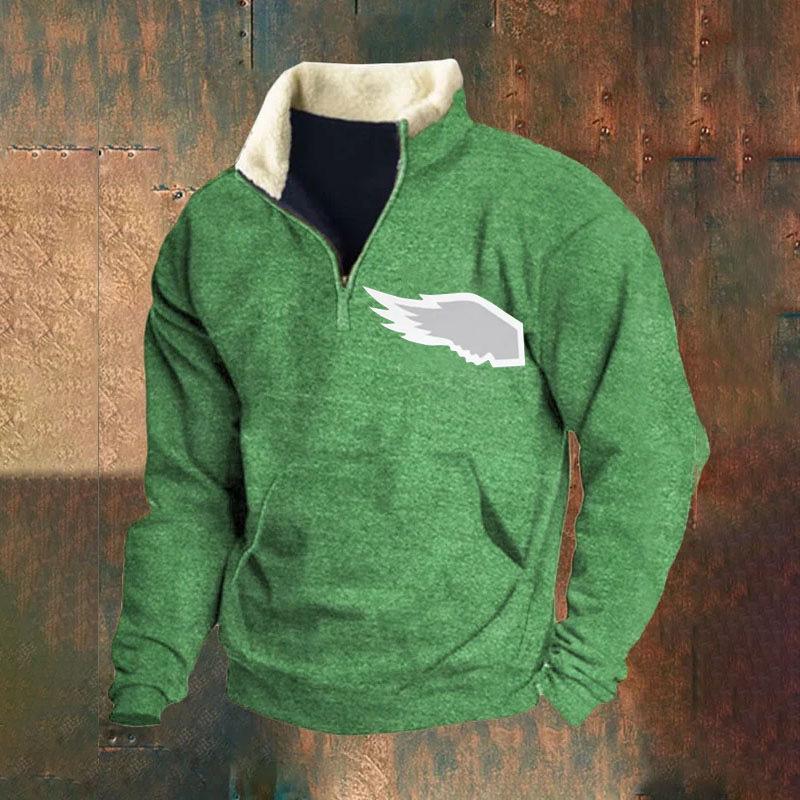 2025 Retro 3D Print Stand Collar Velvet Men's Hoodie for Autumn/Winter