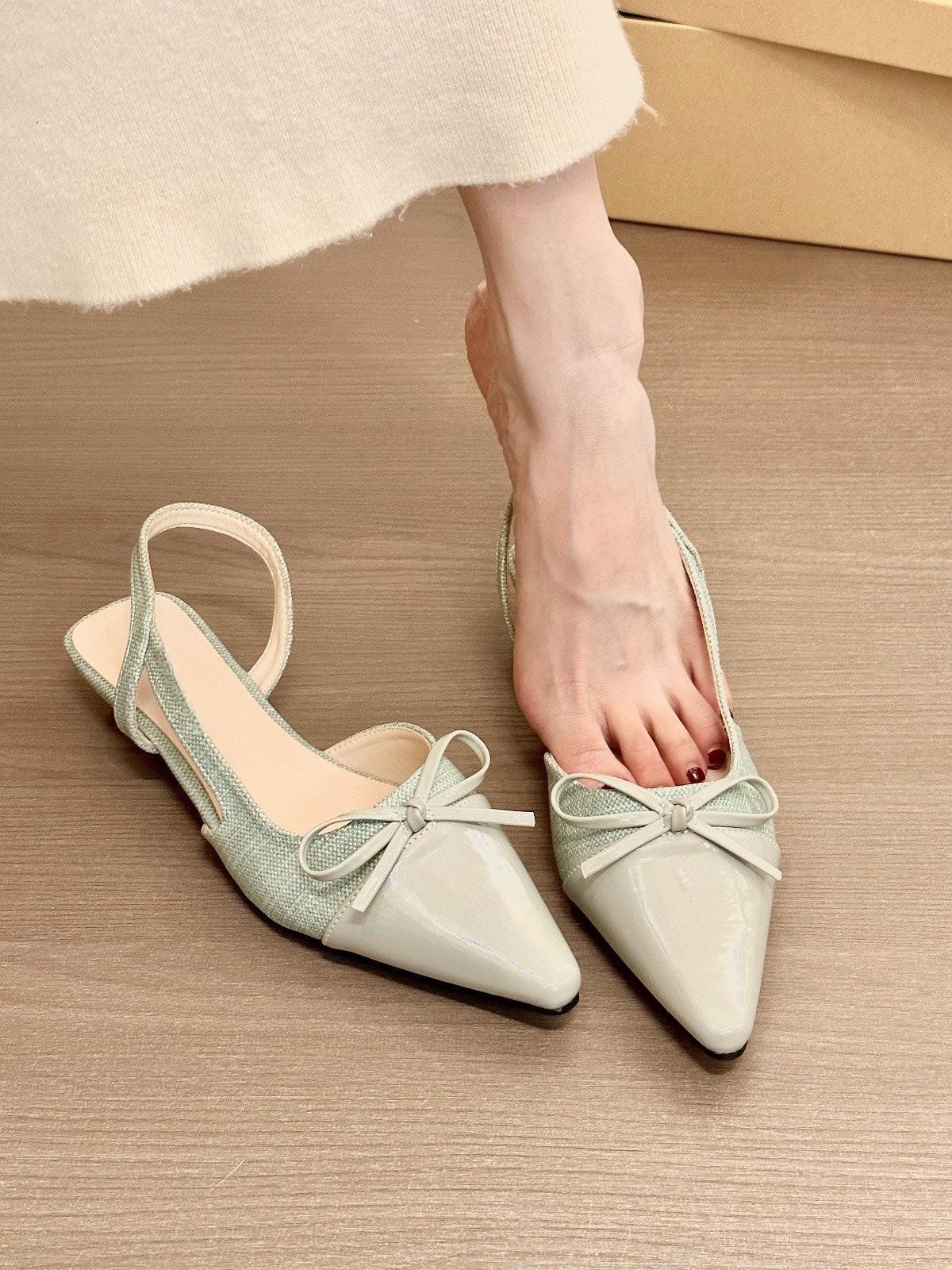 

Весенняя мята! Темпераментные туфли-лодочки с острым носком и бантом, на плоской подошве, женские весенние туфли с закрытым носком и открытой пяткой 35 зелёный