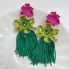 Strass-Blumen-Hängeohrringe Quaste Süße Ohrringe Trendige Bohemian-Ohrringe Damen Weiblich