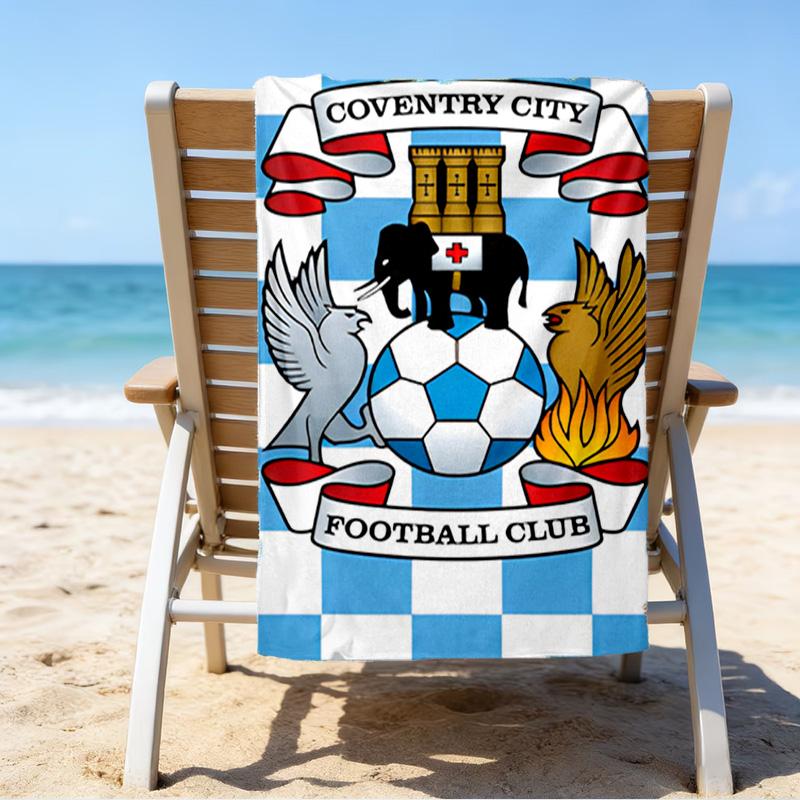 Strandtuch mit aufgedrucktem Wappen des Coven-try Football Club, superweiche Mikrofaser, perfektes Geschenk zum Geburtstag, für Pool, Strand, Reisen, für Familie und Freunde