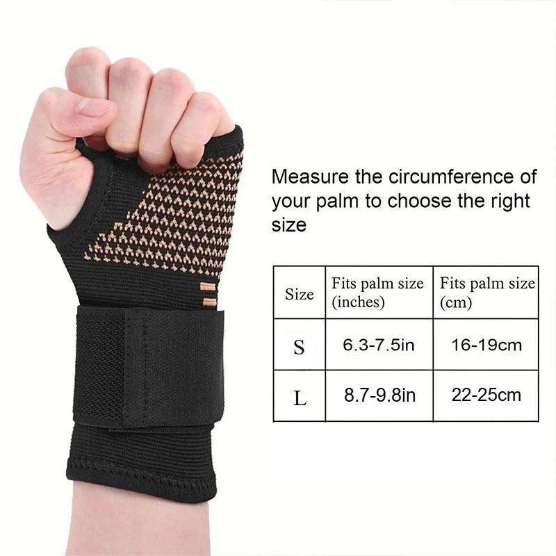1pc Copper Fiber Compression Gloves Sports Wrist Guard Arthritis Gloves Elastic Palm Brace Fitness Wrist Support Wristband