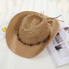 Cowboy Straw Hat With Wide Brim For Summer Outdoor Sunshade And Casual Wear