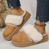 Cross-border Thick-soled Snow Boots Women's Hairy Mouth Bag Head Thickened Cotton Drag Women's Velvet Warm Indoor Home Can Wear Cotton Shoes Outside