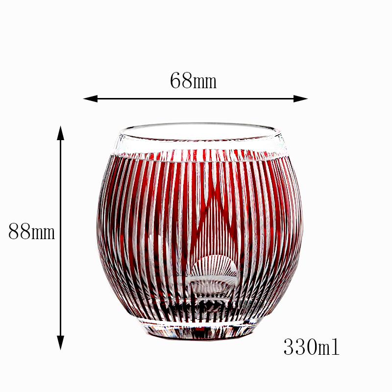 Handmade Edo Kiriko round Curved Rocks Glass Tumbler Colorful Japanese Style Whiskey Glasses with Gift Box for Cocktail Lovers