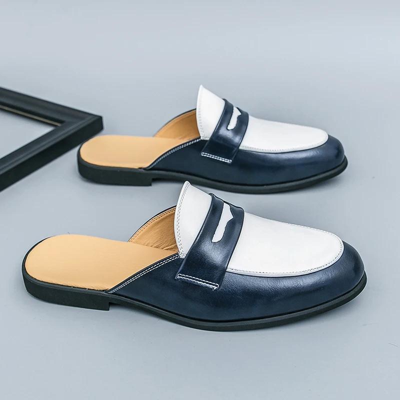 Fashion Men Formal Shoes Slippers Patent Leather Dress Shoe Luxury Brand Business Office Wedding Mules Footwear Men Shoes Zapatillas