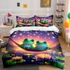 Frog Hammock Sunset Decor Soft Comfortable Duvet Cover Bedding Set Included 1*Duvet Cover & 2*Pillowcases, Gift