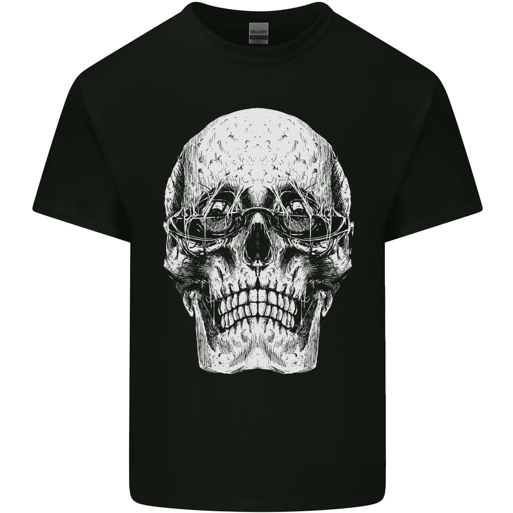 Old Unisex Skull With Glasses Gothic Biker Unisexs Light Cotton TShirt