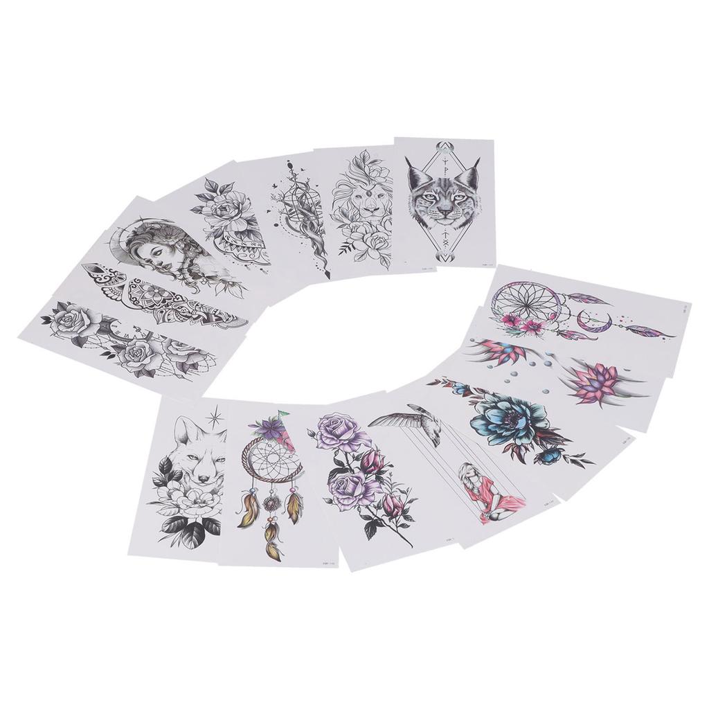 14pcs Temporary Flower Animal Tattoos Paper Waterproof Fake Tattoo Stickers Sets