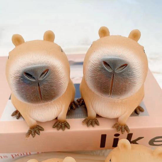 2/4/6Pcs Capybara Squeeze Toy Stress Anxiety Relief Sitting Capybara Toy Portable Kids Teens Adults TPR Animal Sensory Soft Stress Ball Fidget Toy