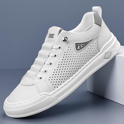New Shoes for Men Leather Casual Shoes Summer Breathable Fashion White Flat Skateboard Shoes Street Cool Sneaker