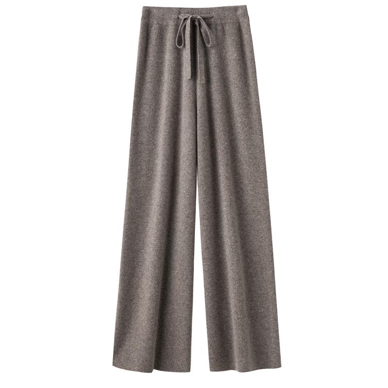 Cream White High-Waisted Wool Wide-Leg Pants - Women s Korean Style Slimming, Drapey, Straight Fit for Spring and Autumn. L