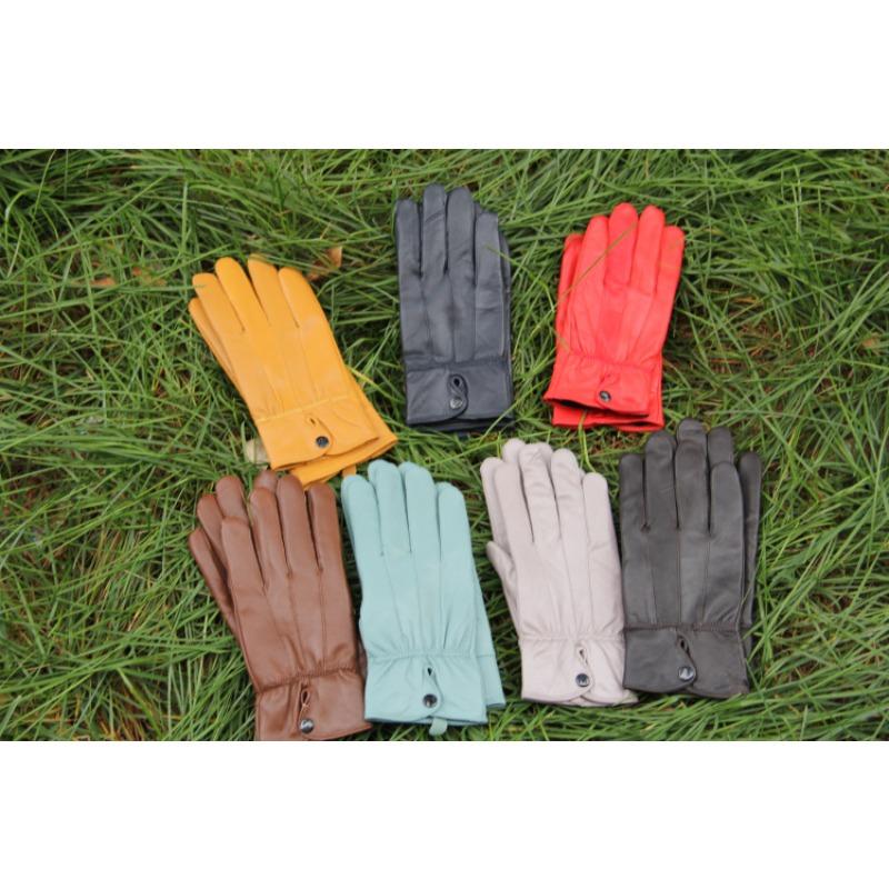 New autumn and winter women's sheepskin gloves colored warm and fleece cold-proof outdoor riding full finger leather gloves winter