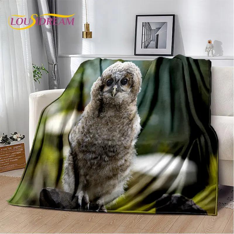 Roztomilá sova 3D kreslená měkká plyšová deka, flanelová deka přehoz do obývacího pokoje ložnice postele pohovky piknikový potah Deka pro děti