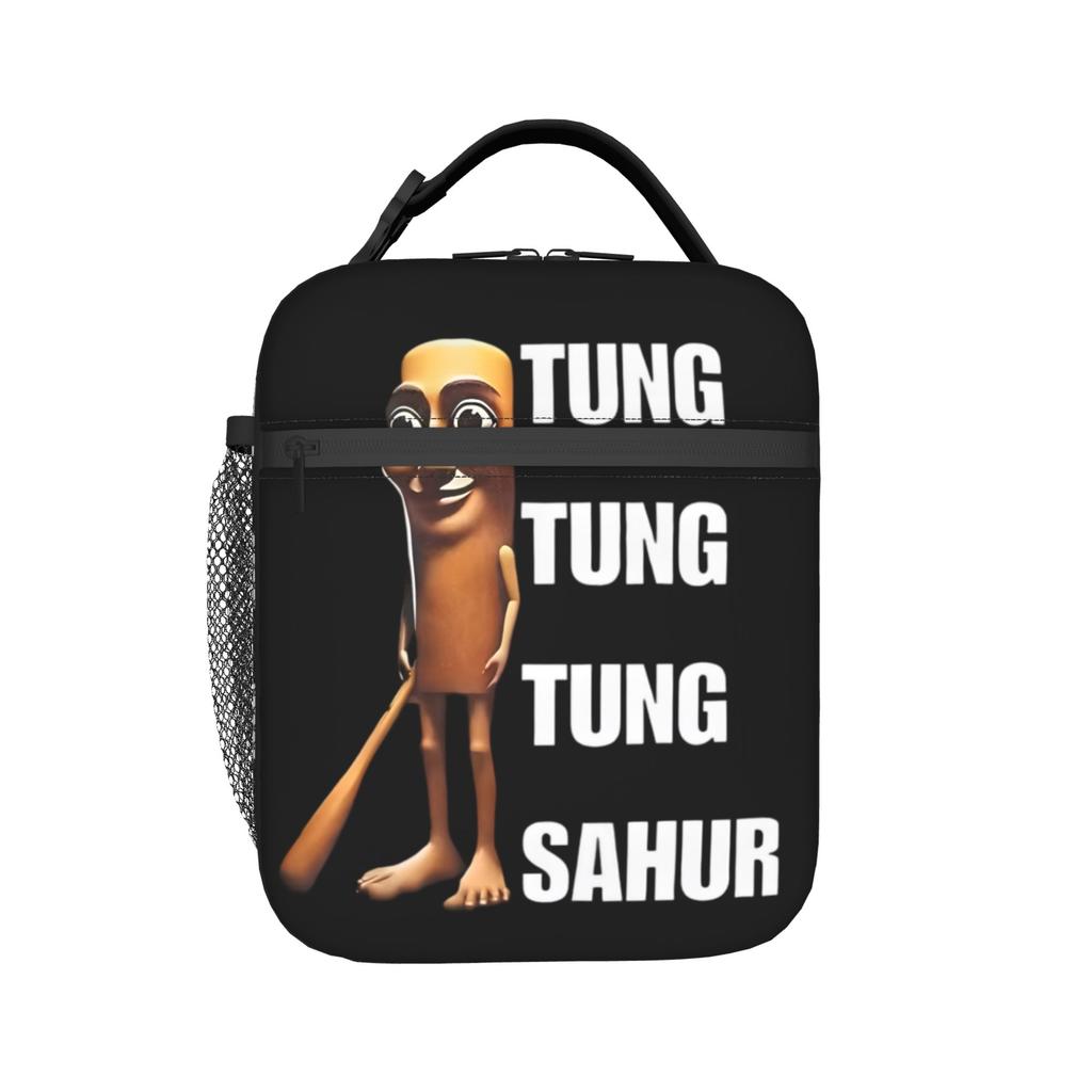 Tung Tung Tung Sahur Insulated Lunch Bags High Capacity Italian Brainrot Meme Meal Container Cooler Bag Tote Lunch Box Work