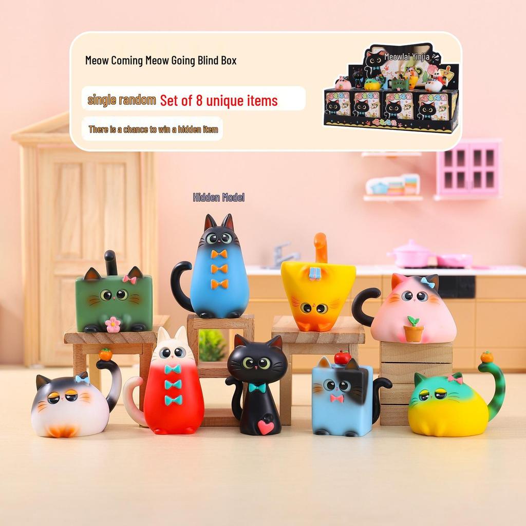 Whimsical Meow Collection Blind Box: Healing Kitten Resin Figurine Gift for Friends, Classmates, and Dorm Decor
