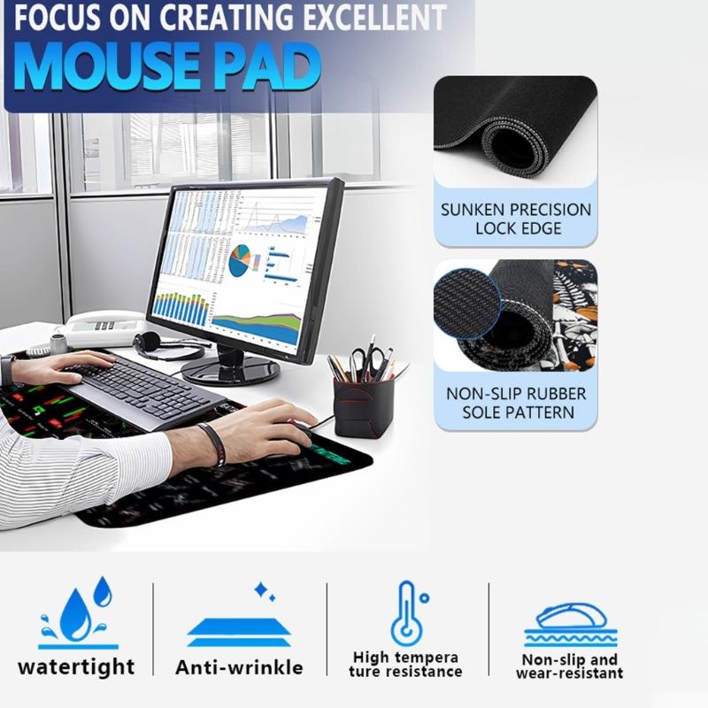 Computer Mousepad AntiSkid Rubber Backing Easy Clean Fabric Top Workspaces Protections Desk Mouse Pad Accessories