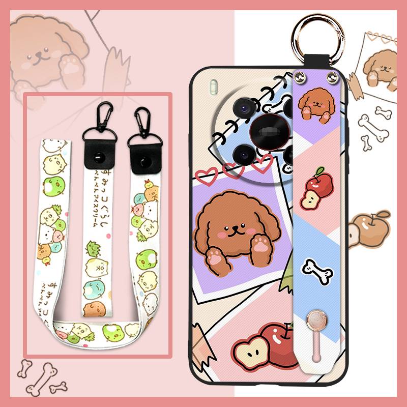 Silikonowe etui na telefon z smyczą dla ZTE Blade V70 Max/Nubia V70 Max Pyłoszczelny pasek na nadgarstek Podstawka Odporny na uderzenia Tylny pokrowiec