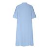 Women's Color V-neck Half Sleeved Cotton Linen Loose Fitting Button Pocket Dress