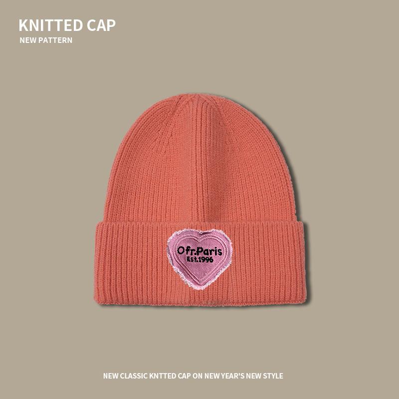 Big head circumference cartoon love plush hat, thickened warm ear protection in autumn and winter, small wool cold hat