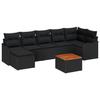 Ensemble de Sofa de Jardin 8 Pièces avec Coussins Noir Poly Rattan Acacia, Sofa de Jardin 2 Places avec Coussins Noir Poly 3347485
