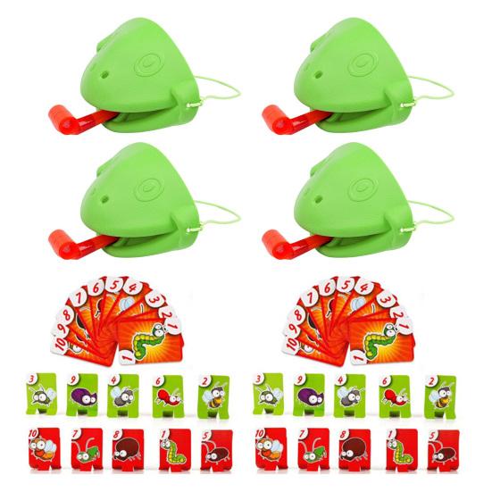 2/4Pcs 2Fog Tongue Shoot Game 2/4 Players Family Night Party Interactive Sticking-Out Tongue Chameleon Board Game Educational Toy