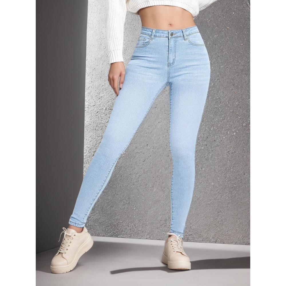 Women’s Stretch Slim-Fit Skinny Jeans – High-Waisted, Tummy-Tucking Trousers XS светло-синий