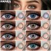 AMARA 1Pair Fashion Colored Contact Lenses for Eyes Big Blue Eye Lens Natural Yearly Cosmetics Beauty Women Men Pupils