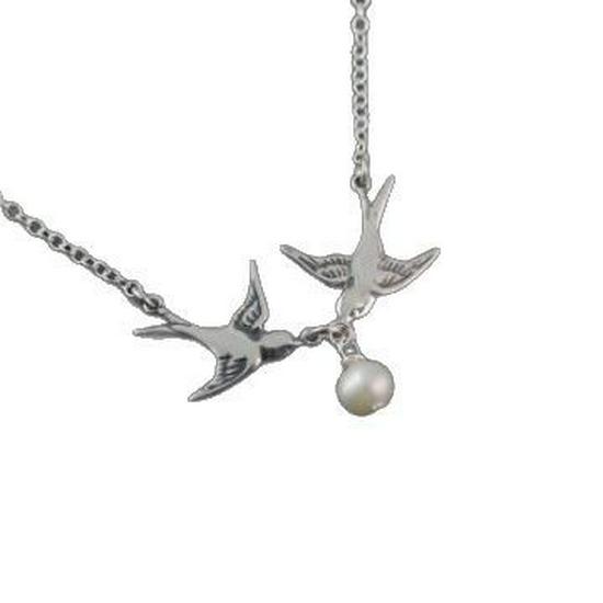 Naszyjnik Ptak z Latającą Perłą - Urocza Jaskółka, Wróbel, Koliber Wisiorek