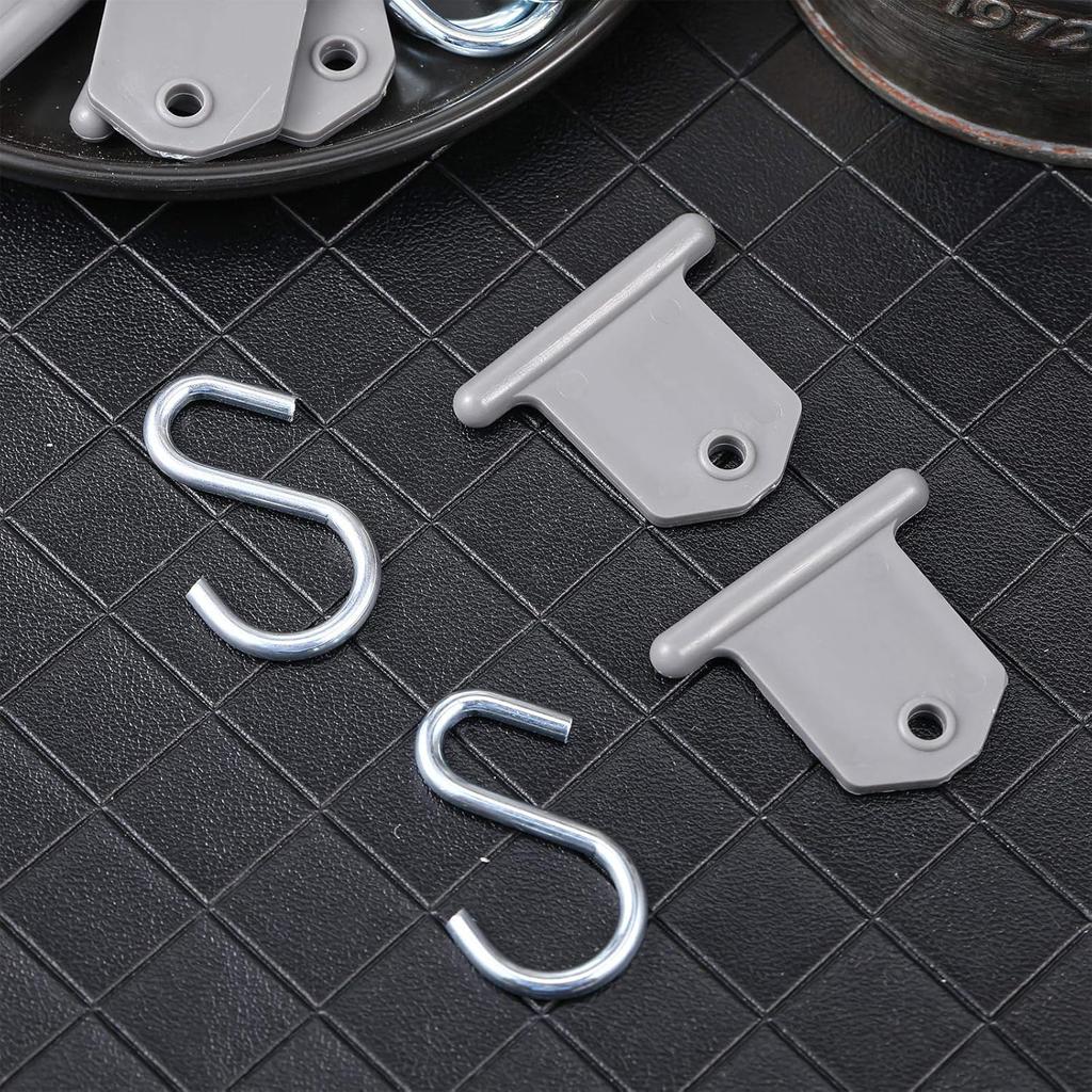 BBTO 14 Pieces RV Awning Hooks for Lights Camping Awning Accessory Hangers Plastic Metal S Shaped Gray Hooks Set Camper Light Support Hanger for