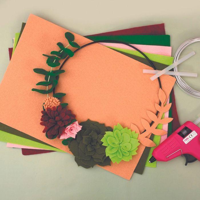 Graine Creative - Bastelset Filz - Mein Sukkulentenkranz - 20 cm
