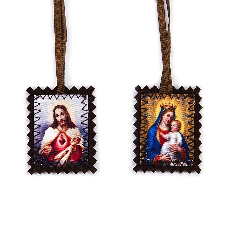 Religious Scapular Pendants with HD Mary Print Small Portable Gift for Car Home Daily Decor