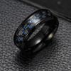 Fashion Titanium Steel Carbon Fiber Ring For Men Blue Red Square Carbon Fiber Ring Men 'S Cool Ring Fashion Jewelry
