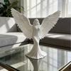 White Angel Wings Figurine with Flowing Gown,Resin Angel Statue for Home Decor,Living Room & Bedroom Ornament
